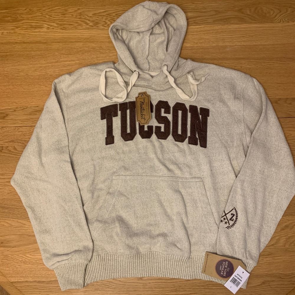 New York Popular Tucson pullover hoodie gray sleeve embroidery Adult size Large